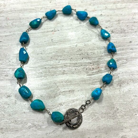 Vintage Turquoise Necklace / Choker And Bracelet Set - Picture 3 of 7